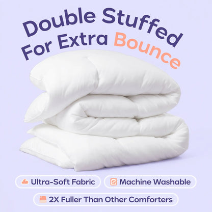 Mellow Sleep | MarshMellow Comforter - Double-Stuffed Ultra-Soft A-Class Fabric Heat-Adaptive Vegan Fill OEKO-TEX Certified Machine Washable