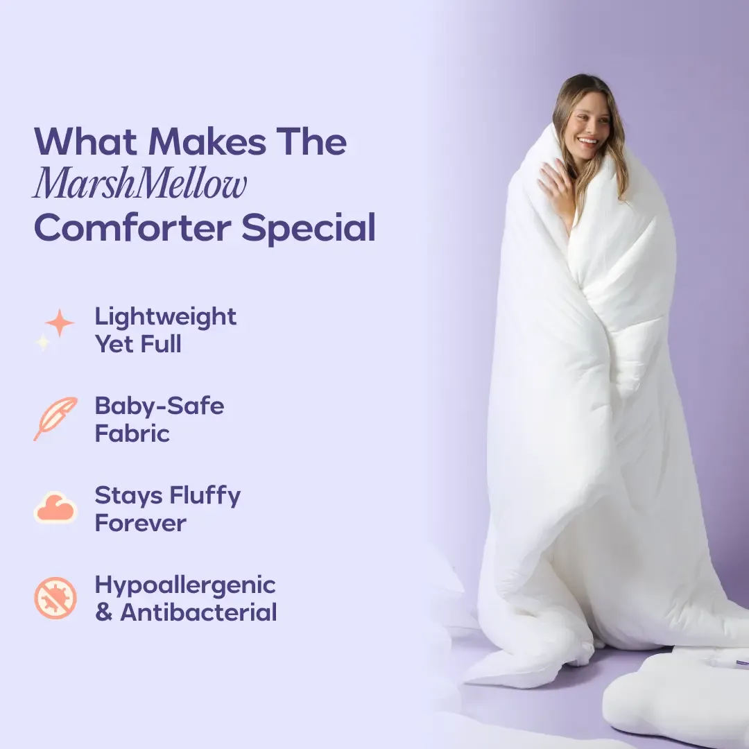 Mellow Sleep | MarshMellow Comforter - Double-Stuffed Ultra-Soft A-Class Fabric Heat-Adaptive Vegan Fill OEKO-TEX Certified Machine Washable
