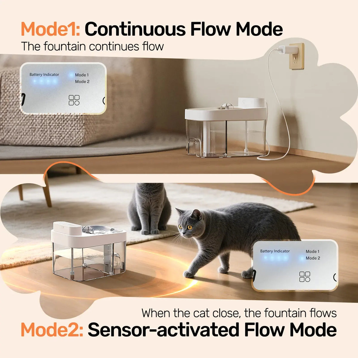 HAPAW Cat Water Fountain – 2.4GHz Wi-Fi App Control, 5000mAh Battery